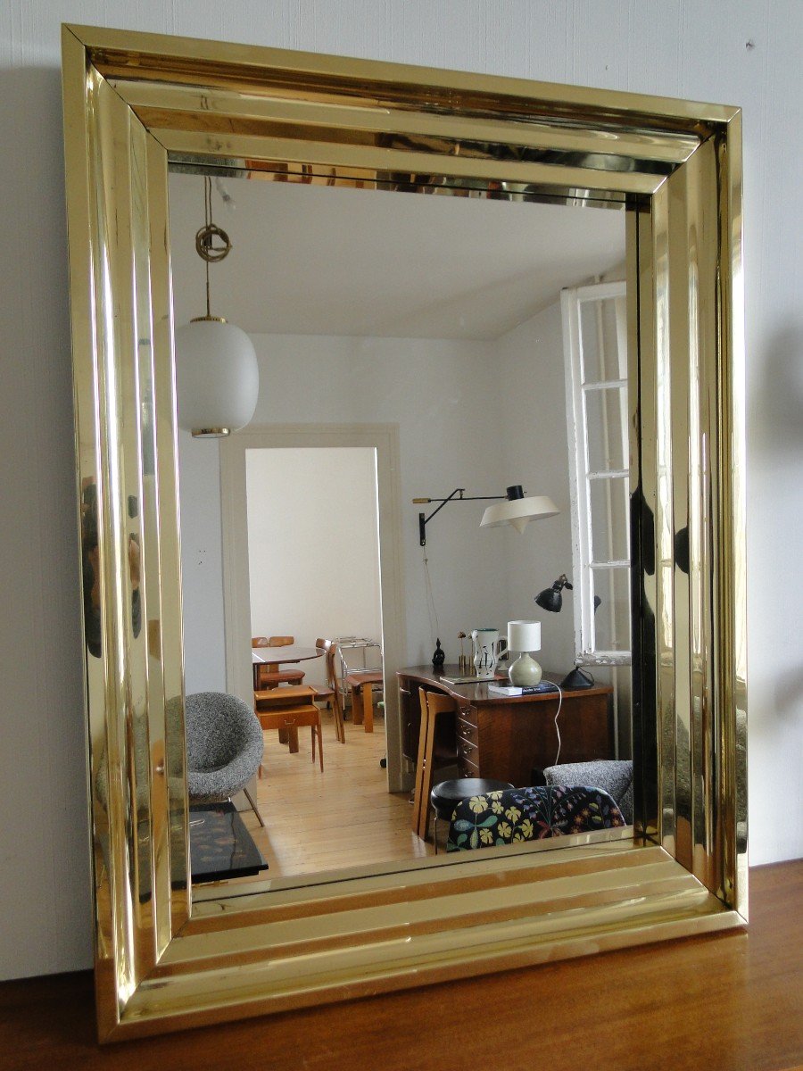 Miroir Vintage En Laiton France -photo-2