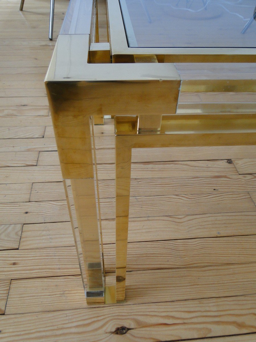  Charles Hollis Jones Table Basse En Plexiglass Verre Et Laiton Usa-photo-2