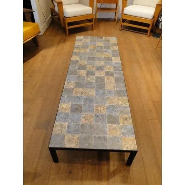 La Grange Aux Potiers Vintage Ceramic Coffee Table France-photo-3