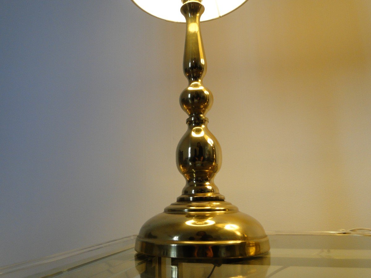 Pair Of Vintage Scandinavian Brass Lamps-photo-5