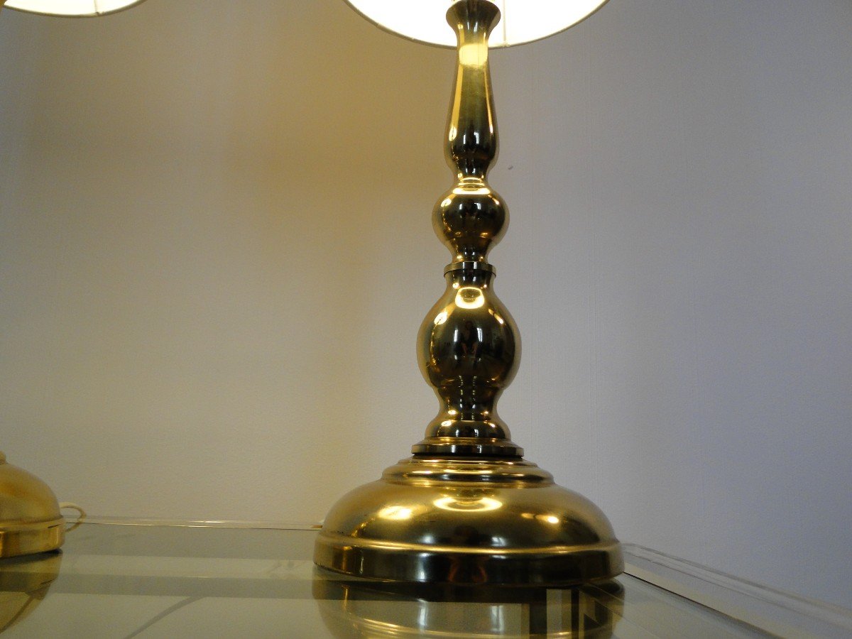 Pair Of Vintage Scandinavian Brass Lamps-photo-6