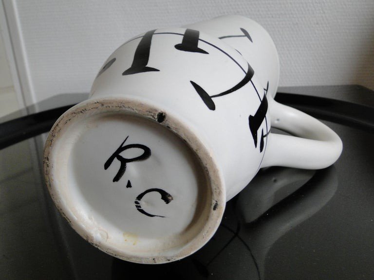 Roger Capron Pitcher Vintage Vallauris France 1960s-photo-3