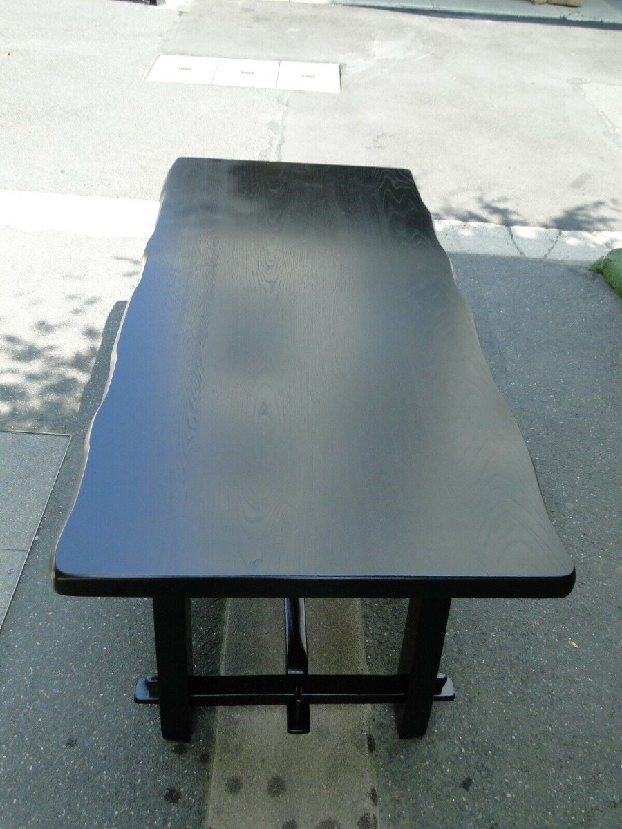 Table Brutaliste Noire Vintage En Orme-photo-3
