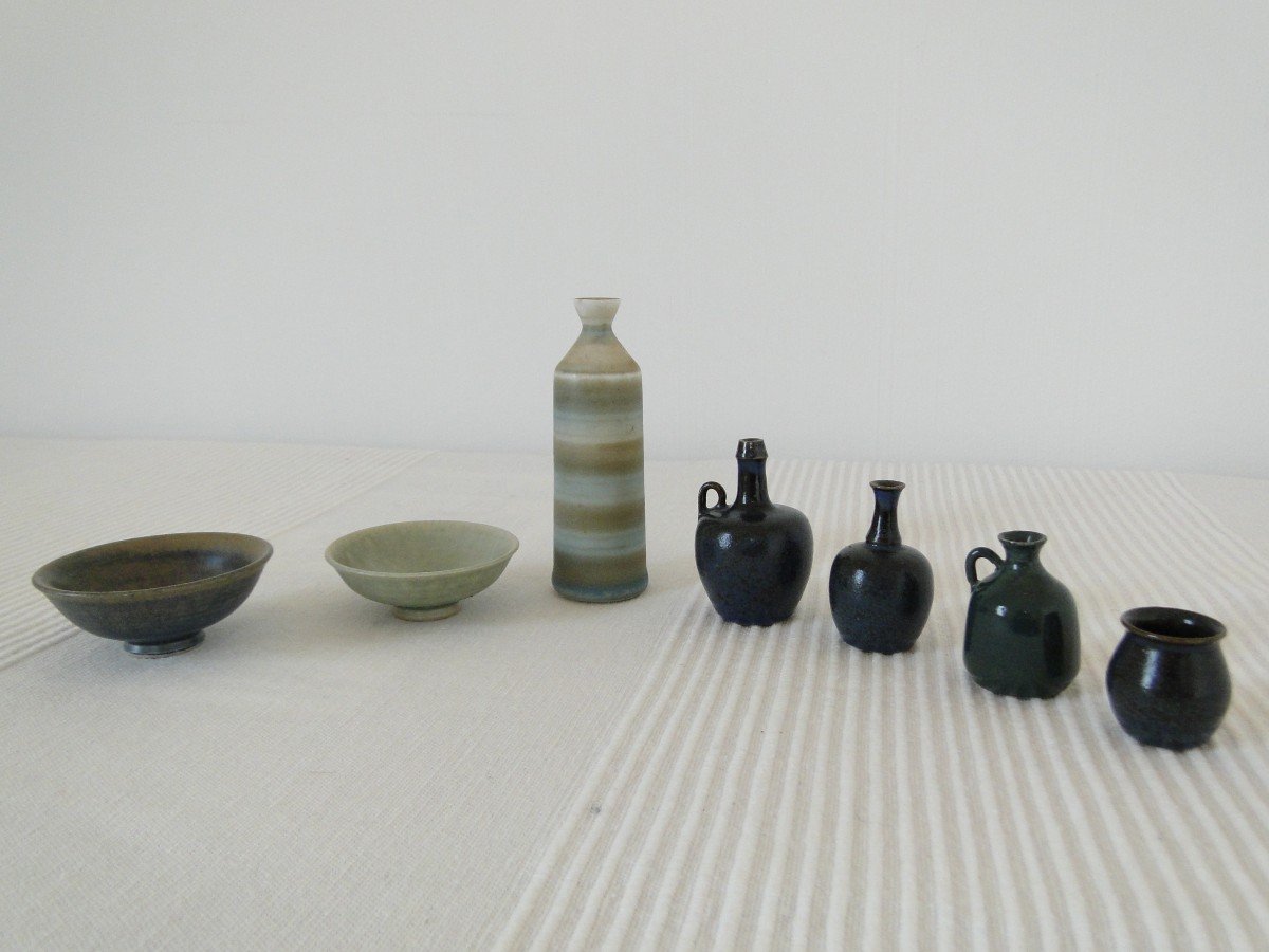 Gunnar Nylund, Hardo, Höga, Set Of 7 Miniature Ceramics Sweden.-photo-4