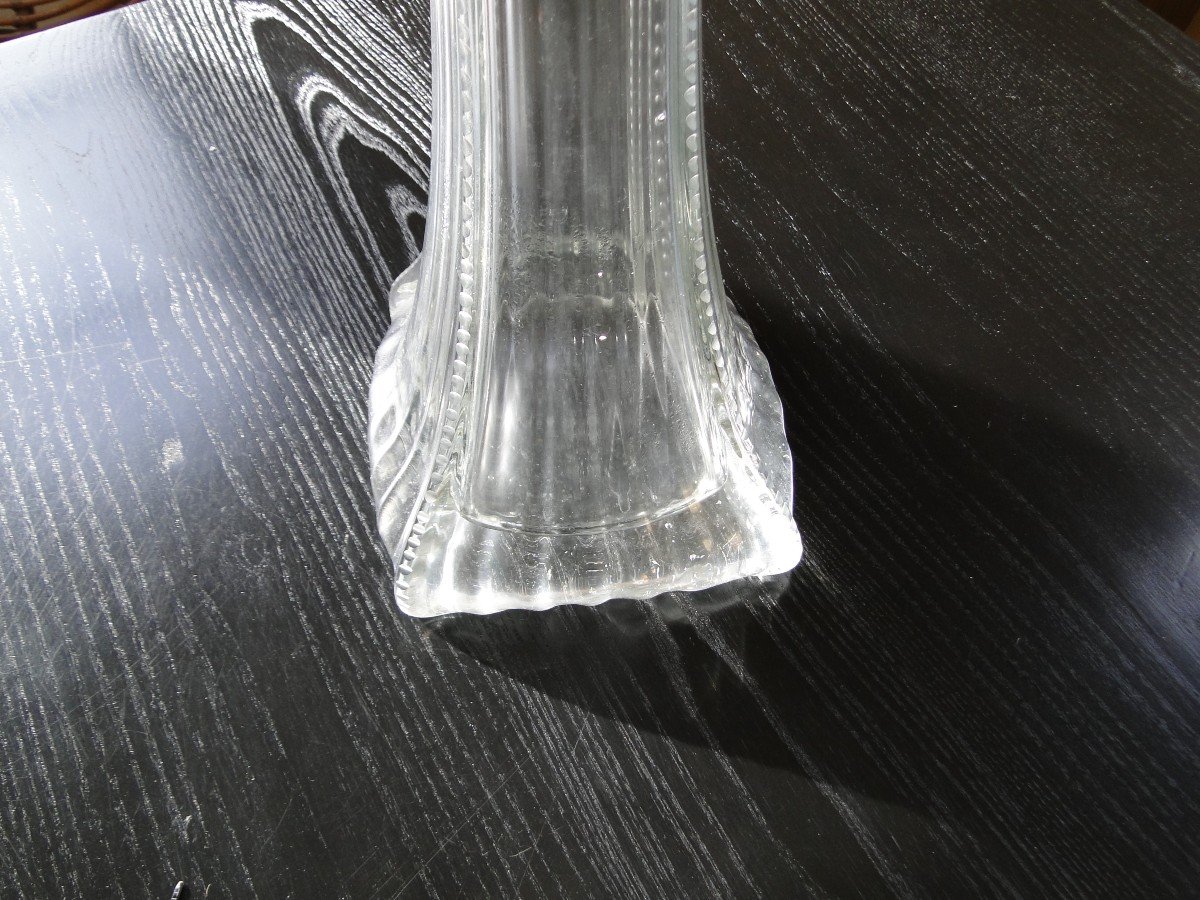 Large Soliflore Vase In Chiseled Glass France Mid-century-photo-4