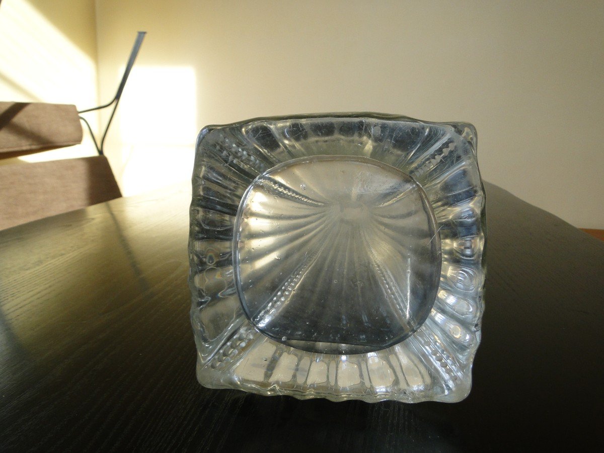 Large Soliflore Vase In Chiseled Glass France Mid-century-photo-3