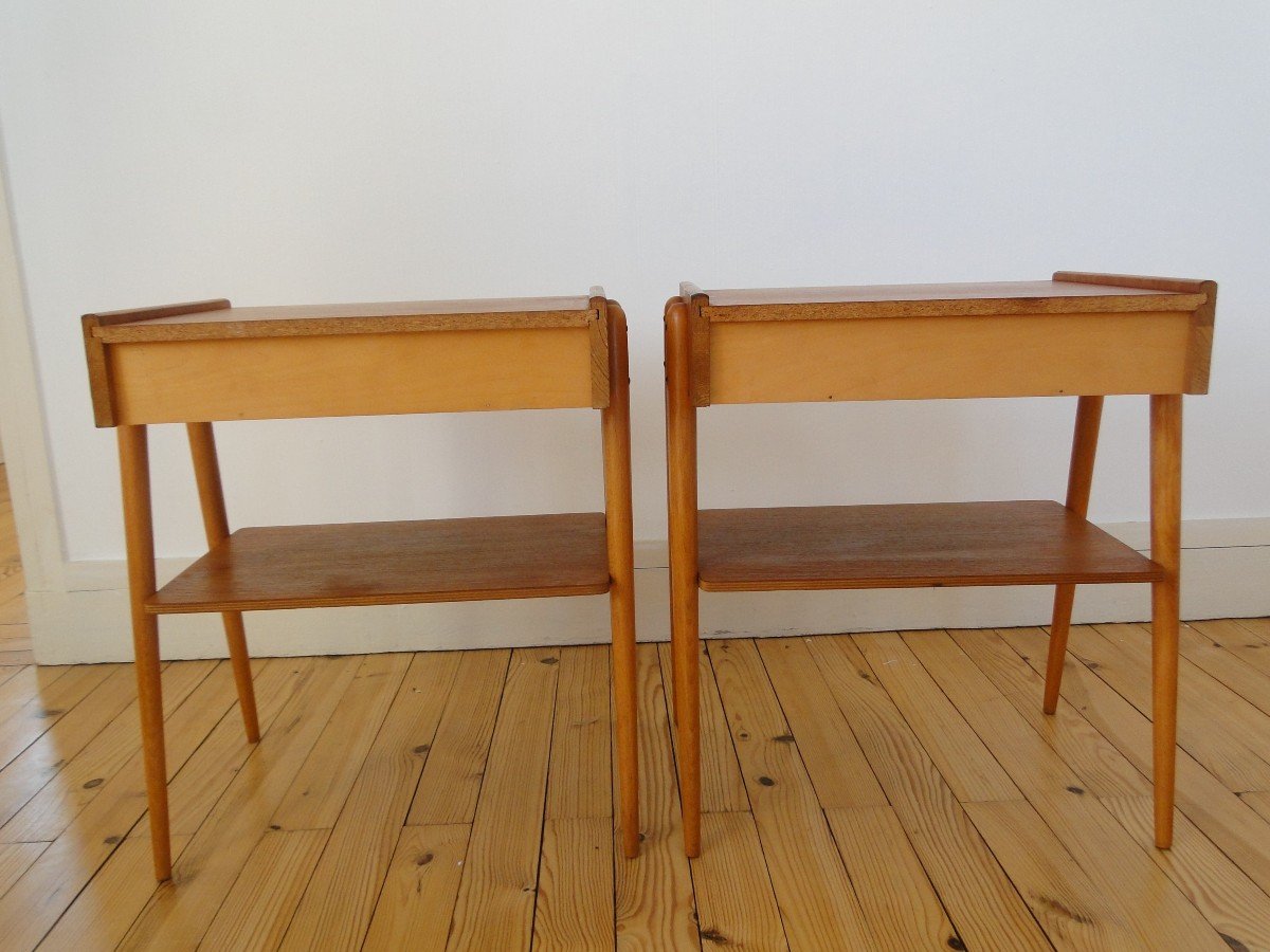 Pair Of Bedside Tables In Teak Ab Carlström & Co Möbelfabrik Mid Century-photo-3