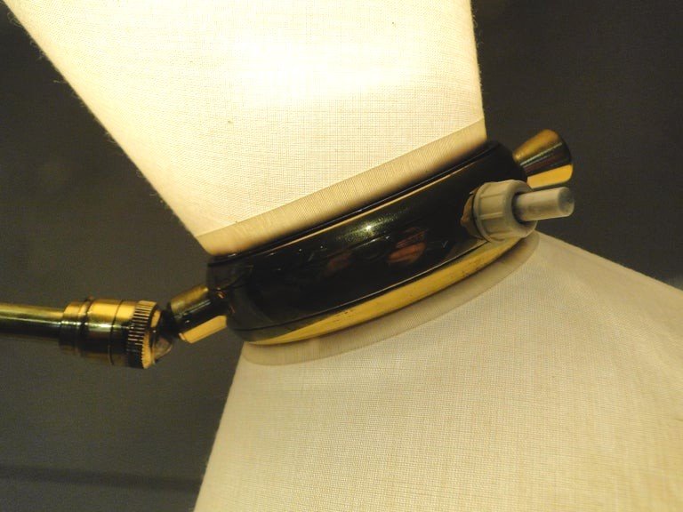 Rene Mathieu Large Adjustable Diabolo Wall Lamp Vintage Brass Double Arm France-photo-4