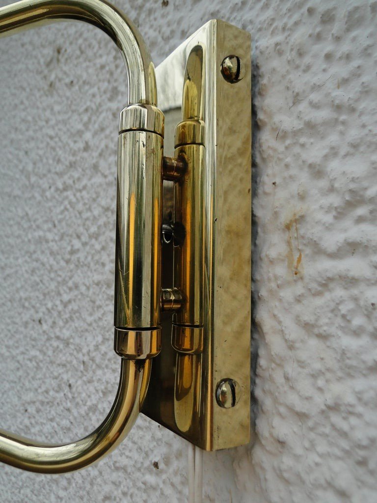 René Mathieu Large Adjustable Diabolo Wall Lamp Vintage Brass Double Arm France-photo-6