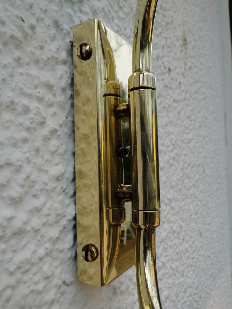 René Mathieu Large Adjustable Diabolo Wall Lamp Vintage Brass Double Arm France-photo-7