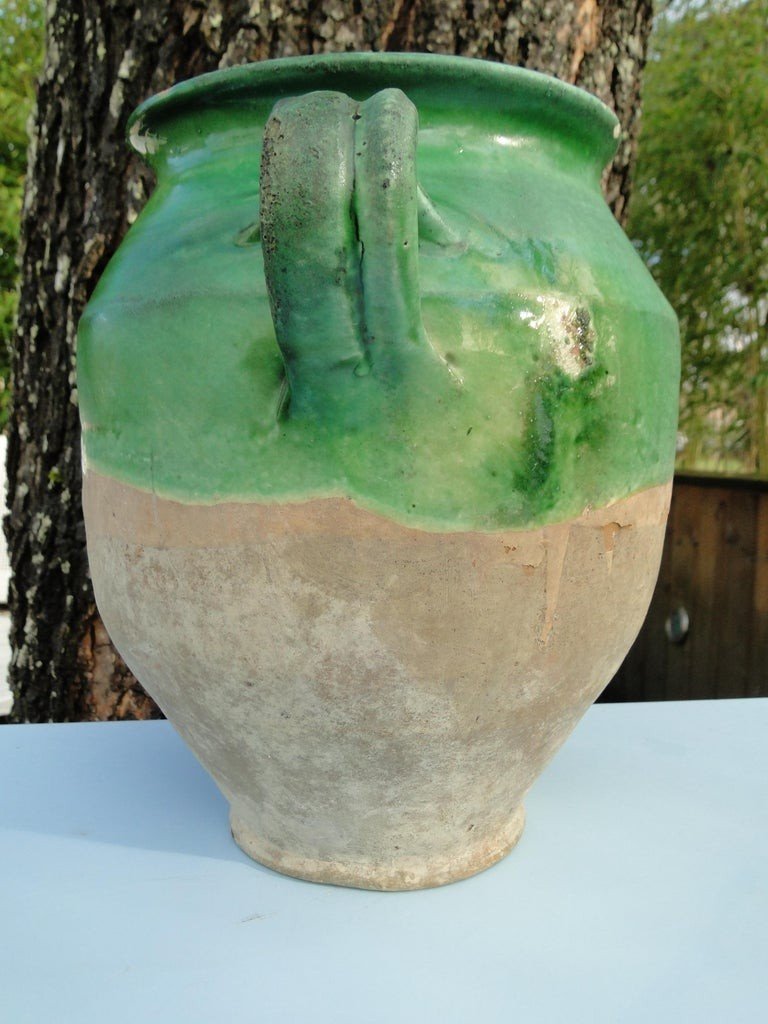 Green Confit Pot Antique Art From The 19th Century South West Of France-photo-2