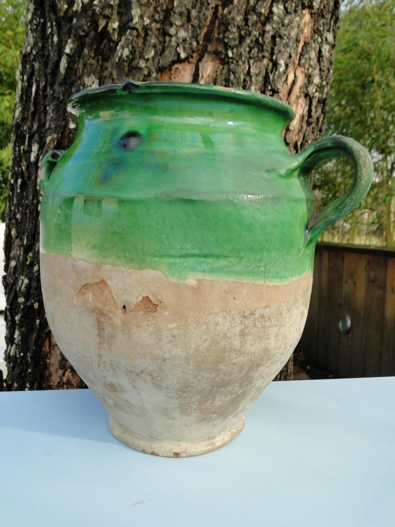 Green Confit Pot Antique Art From The 19th Century South West Of France-photo-3
