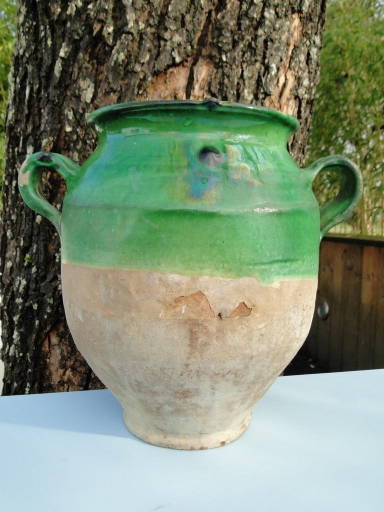Green Confit Pot Antique Art From The 19th Century South West Of France-photo-4