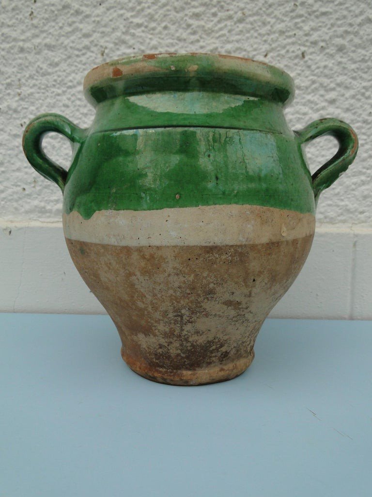 Grand Pot à Confit Vert Art Antique Du XIXème Sud Ouest De La France -photo-4