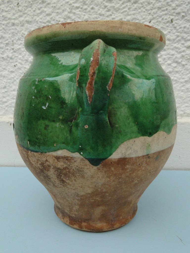 Grand Pot à Confit Vert Art Antique Du XIXème Sud Ouest De La France -photo-3