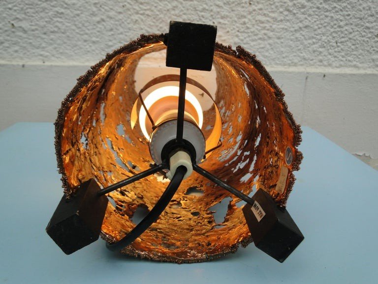 Tukiainen Aimo Ossi Kalevi Copper Table Lamp Finland 1970 Post Modern Brutalist-photo-2