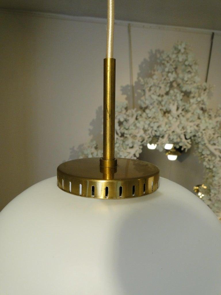 Bent Karlby For Lyfa Denmark Kina Pendant Light In Vintage Brass And Glass XXl  -photo-2