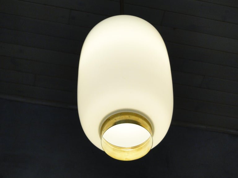 Suspension Royale Vintage XXl En Laiton Et Verre De Bent Karlby, Lyfa Danemark-photo-4