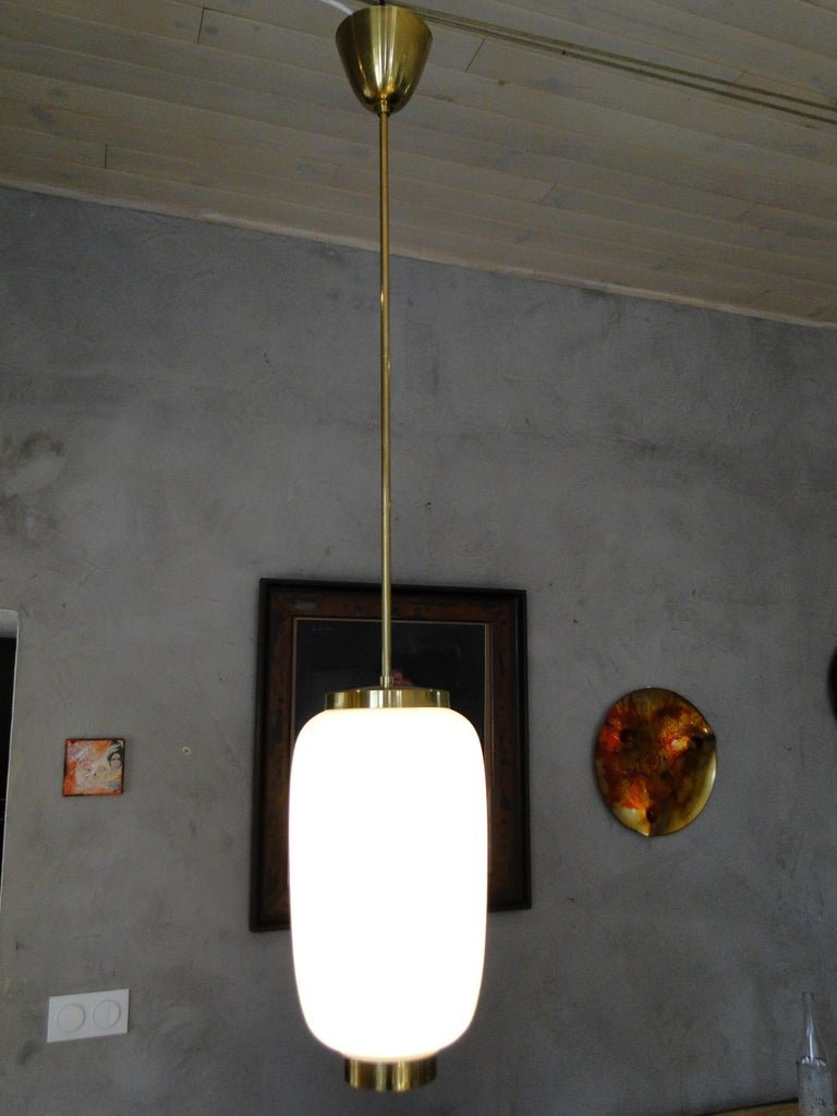Suspension Royale Vintage XXl En Laiton Et Verre De Bent Karlby, Lyfa Danemark-photo-7