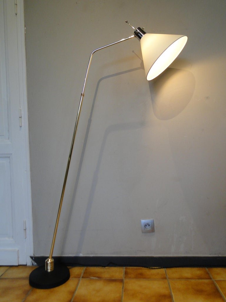 Robert Mathieu Lampadaire articulé en laiton modèle Arlus de la Maison Lunel circa 1950 France-photo-1