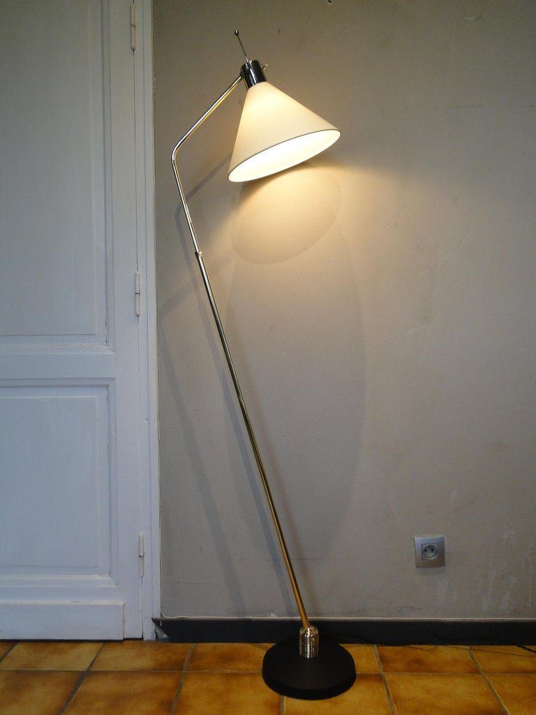 Robert Mathieu Lampadaire articulé en laiton modèle Arlus de la Maison Lunel circa 1950 France-photo-2
