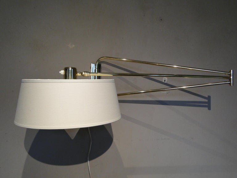 René Mathieu Lunel Arlus, Applique Diabolo Vintage en Laiton, 2 Bras Ajustable  France-photo-4