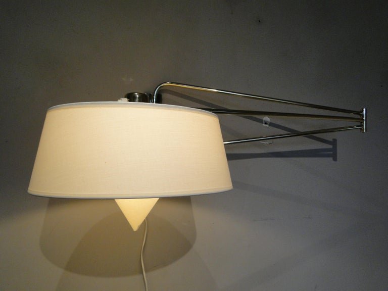 René Mathieu Lunel Arlus, Applique Diabolo Vintage en Laiton, 2 Bras Ajustable  France-photo-1