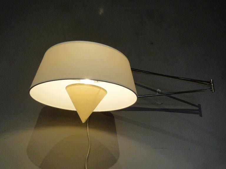 René Mathieu Lunel Arlus, Applique Diabolo Vintage en Laiton, 2 Bras Ajustable  France-photo-2