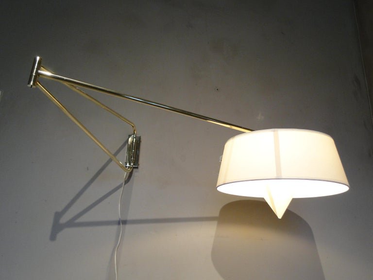 René Mathieu Lunel Arlus, Applique Diabolo Vintage en Laiton, 2 Bras Ajustable  France-photo-6