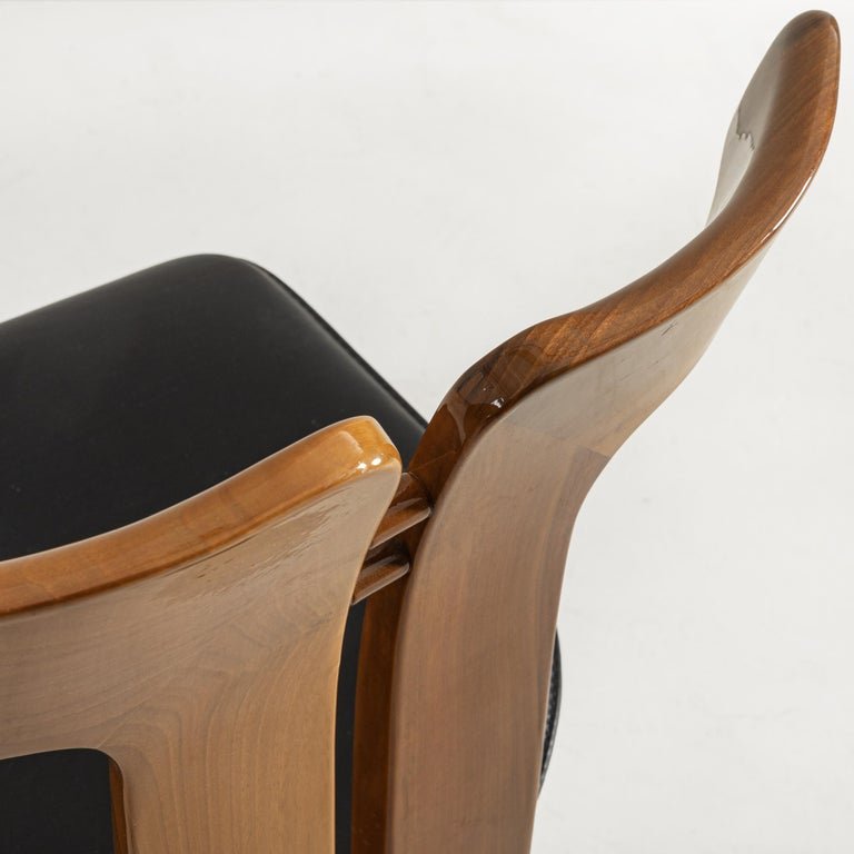  Pierre Cardin 4 Chairs In Walnut And Leather, France-photo-3