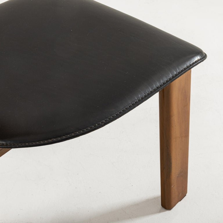  Pierre Cardin 4 Chairs In Walnut And Leather, France-photo-4