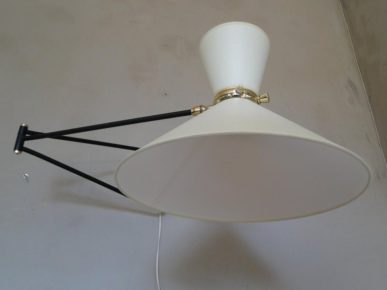 René Mathieu Lunel Arlus, Applique Diabolo Vintage en Laiton, 2 Bras Ajustable France -photo-2