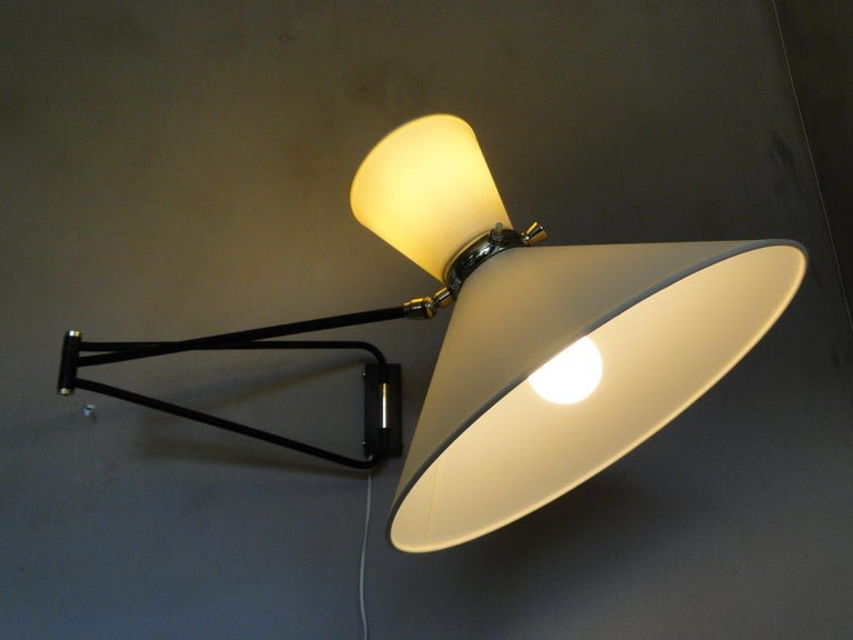 René Mathieu Lunel Arlus, Applique Diabolo Vintage en Laiton, 2 Bras Ajustable France -photo-6