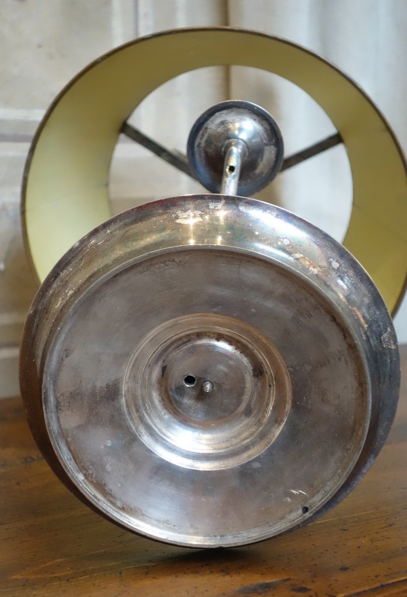 Lampe Bouillotte En Bronze Argenté De Style Louis XVI.  XIXème Siècle-photo-3