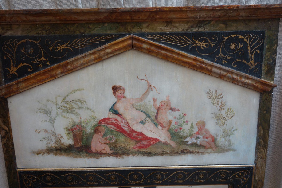 Trumeau de lambris En Bois Peint d'époque Directoire-photo-2