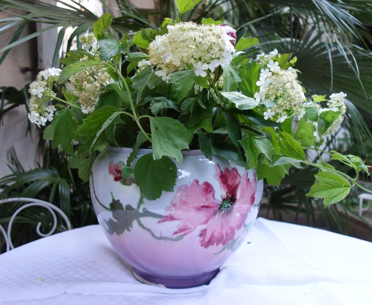Large Cache Pot, With Poppies, Jérôme Massier In Vallauris-photo-4