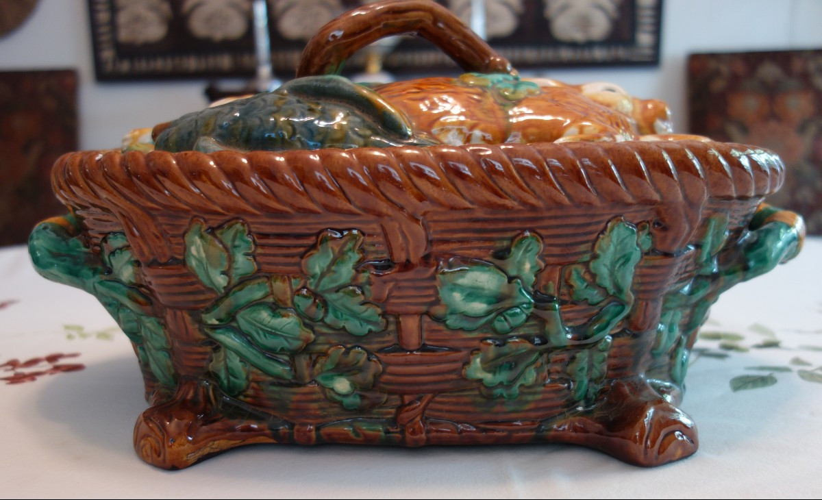 Large Barbotine Terrine, Early 20th Century-photo-2