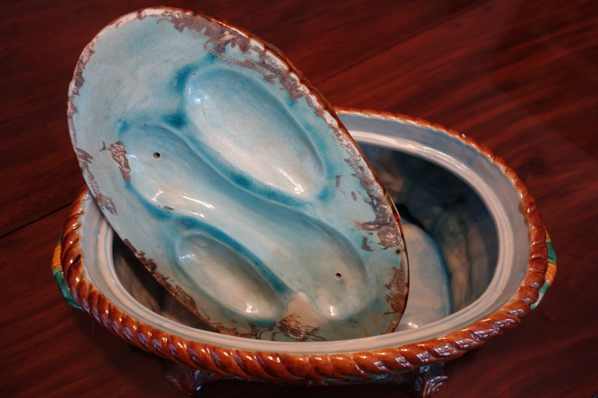 Large Barbotine Terrine, Early 20th Century-photo-1