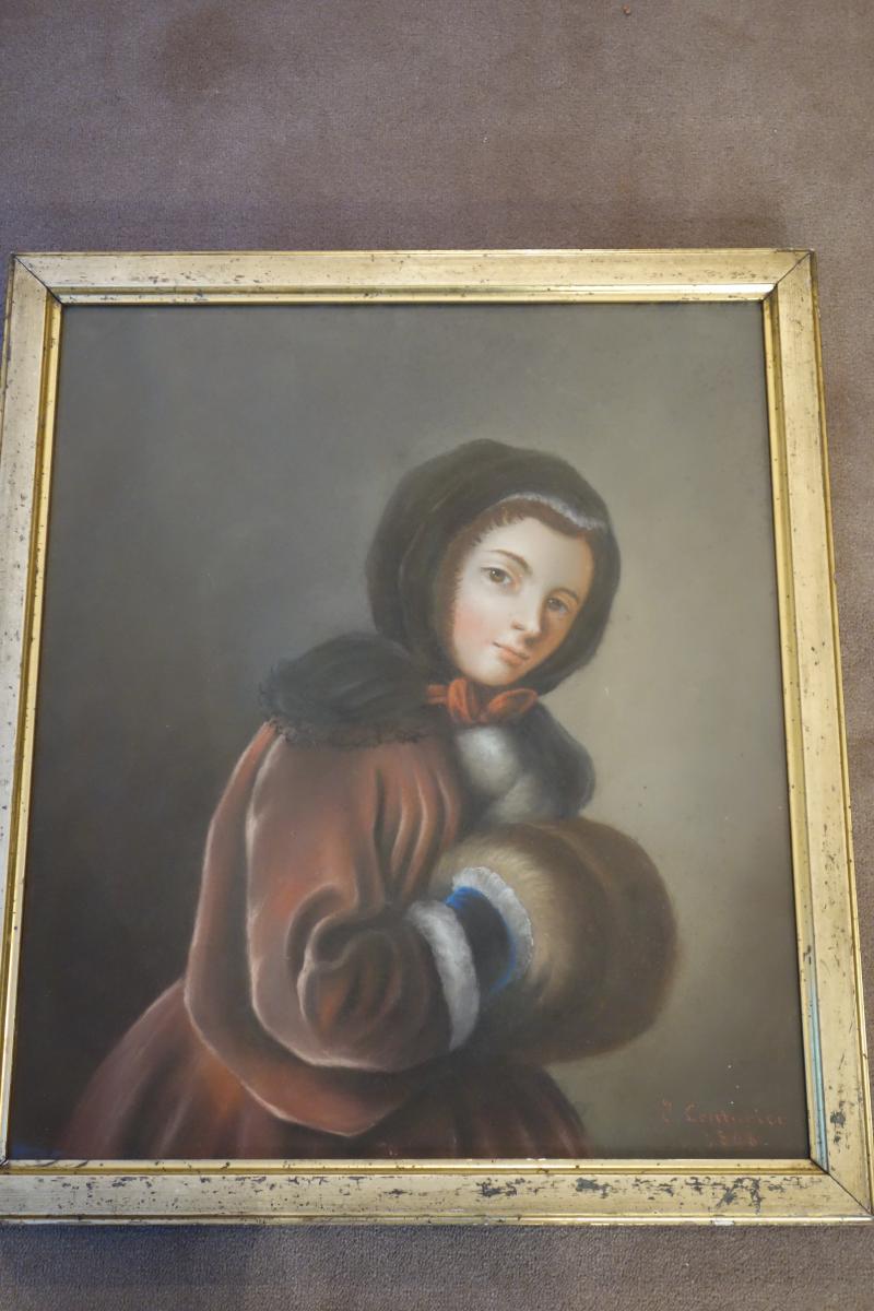 Portrait  De Jeune Femme Au Manchon, Pastel-photo-2