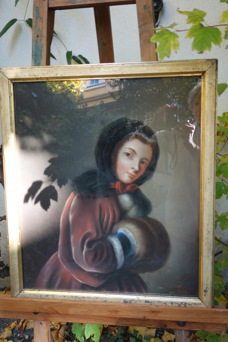 Portrait  De Jeune Femme Au Manchon, Pastel-photo-3