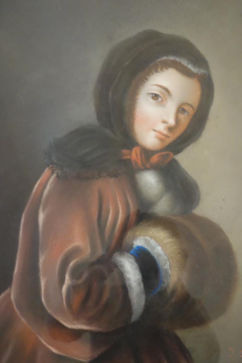 Portrait  De Jeune Femme Au Manchon, Pastel-photo-4