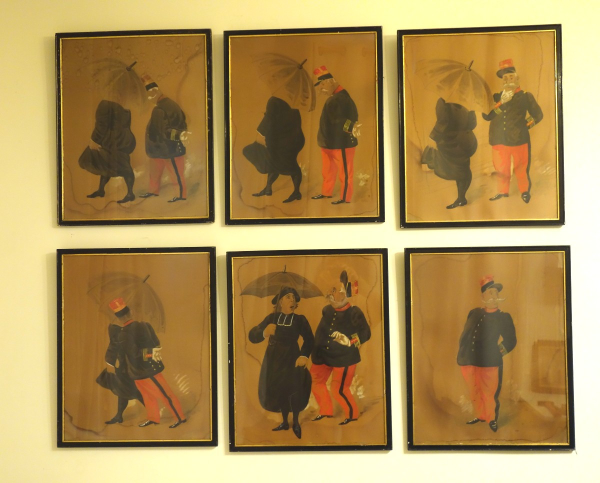 Serie Of Six Humorous Gouaches Of The Late XIXème-photo-2