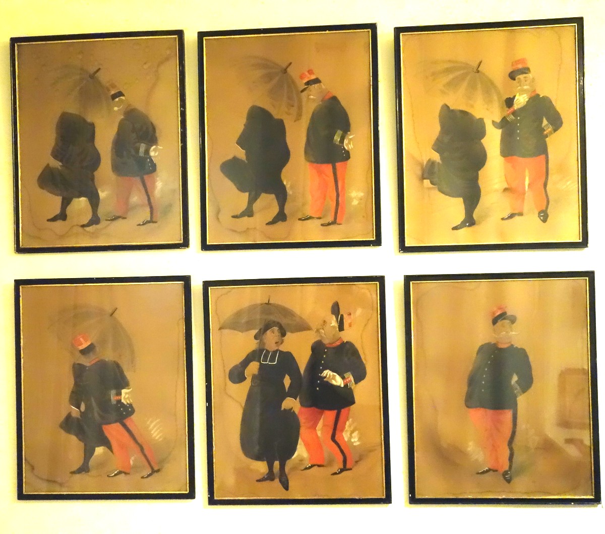 Serie Of Six Humorous Gouaches Of The Late XIXème-photo-4