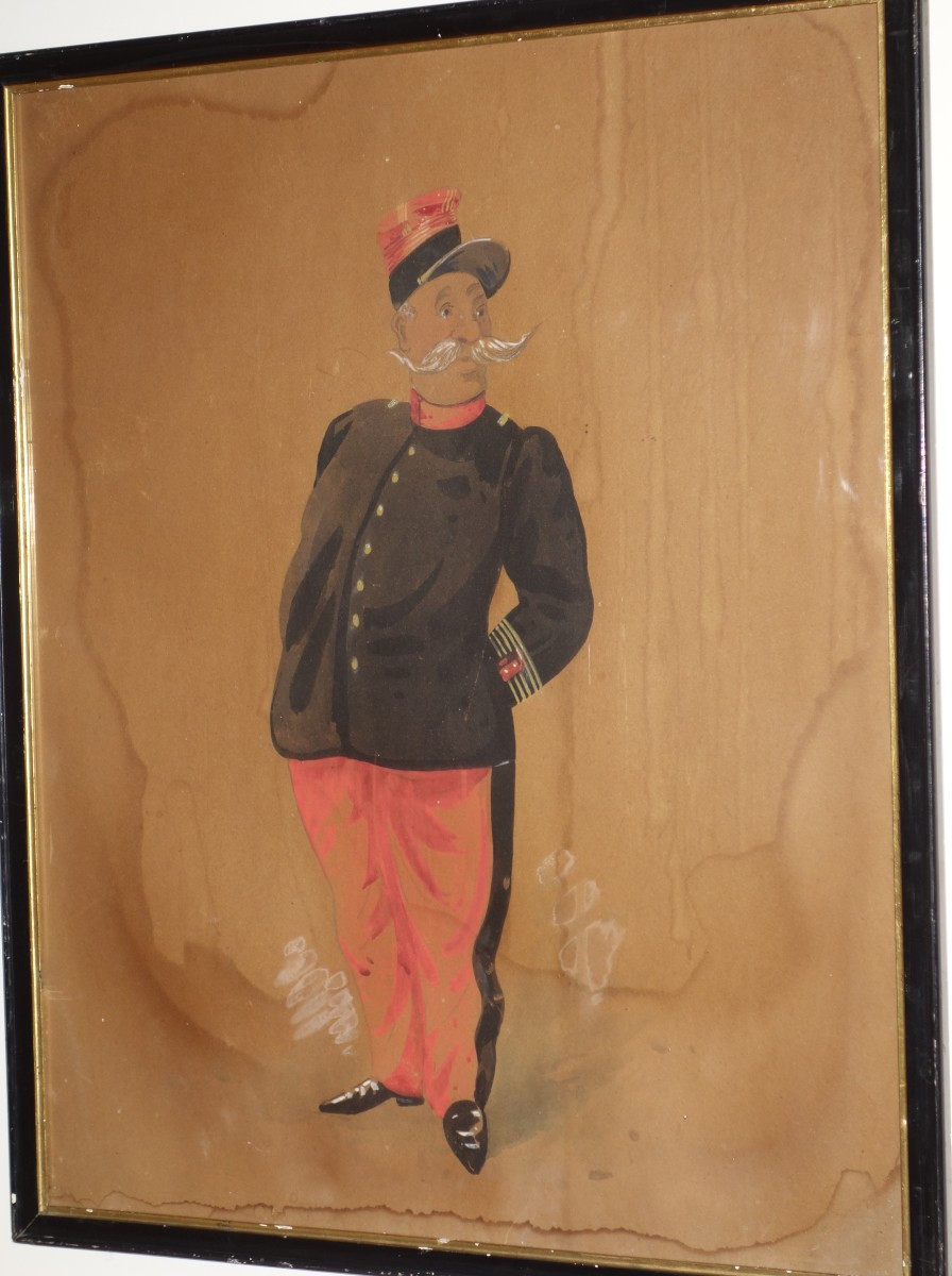 Serie Of Six Humorous Gouaches Of The Late XIXème-photo-6
