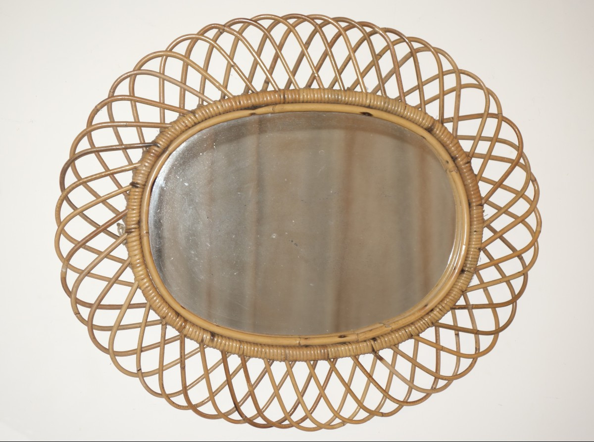 Large Oval Mirror, 60s, By Designer Franco Albini-photo-3