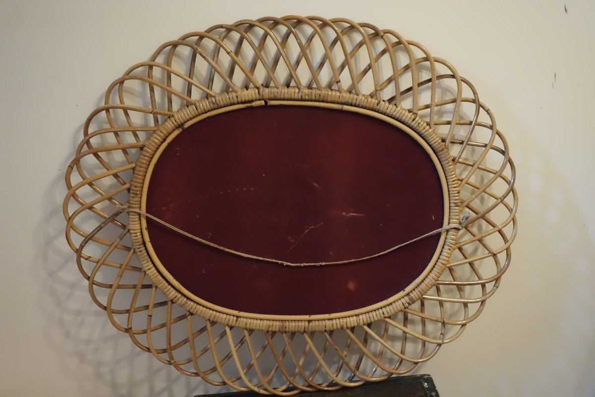 Large Oval Mirror, 60s, By Designer Franco Albini-photo-4