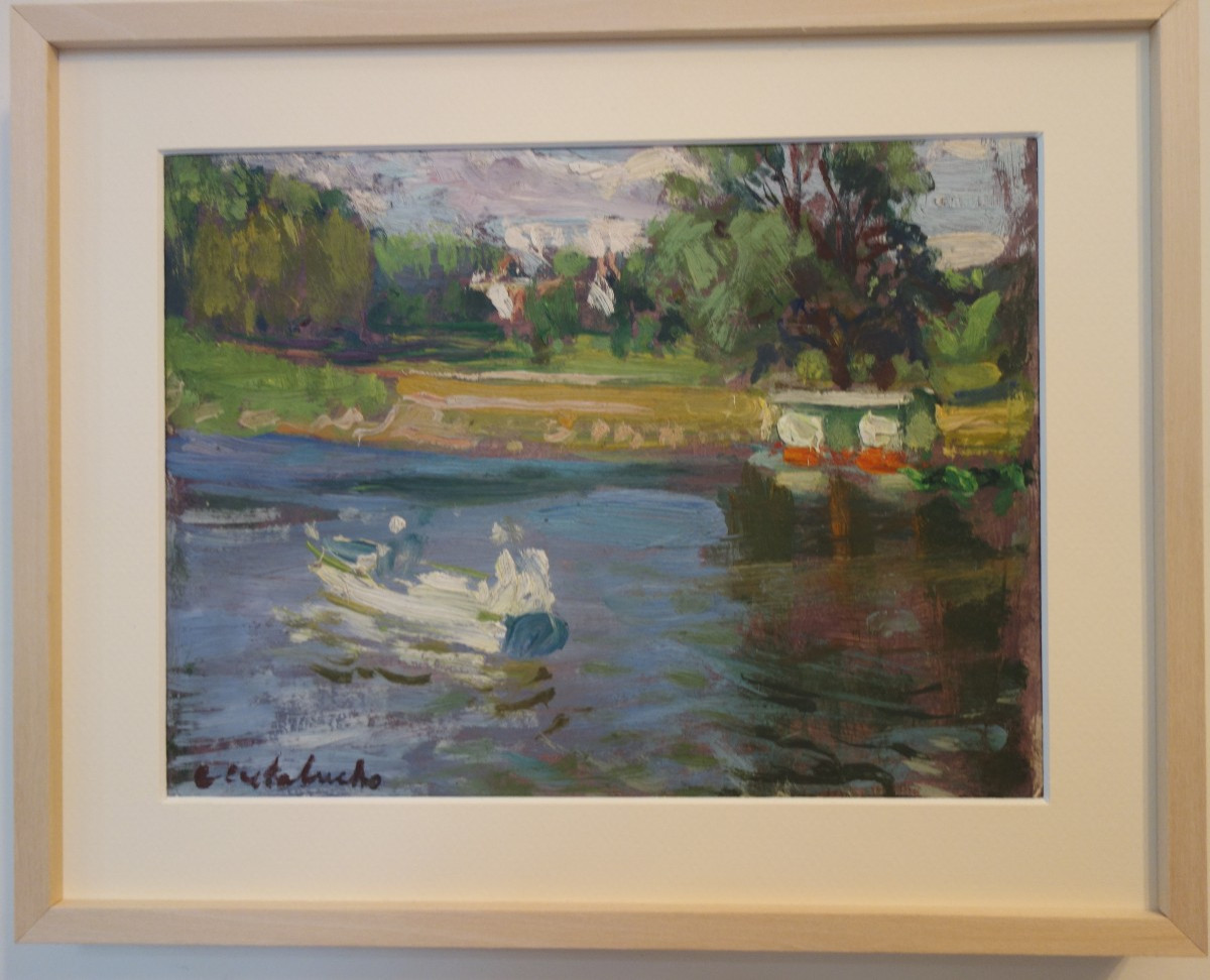 Tableau huile /panneau de  Claudio Castelucho e Diana. 
