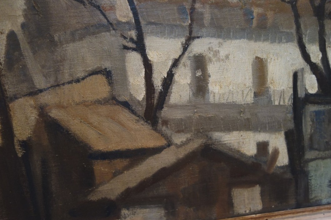 Georges  Schirmann, huile sur toile " vue sur les toits"-photo-4