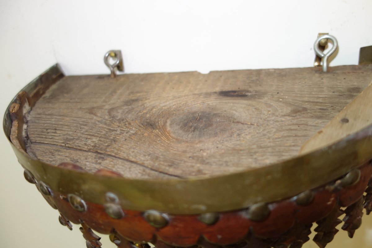 console d'applique en bois découpé art populaire XIX ,XX ème siècle-photo-5