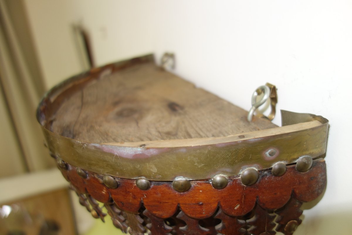 console d'applique en bois découpé art populaire XIX ,XX ème siècle-photo-6